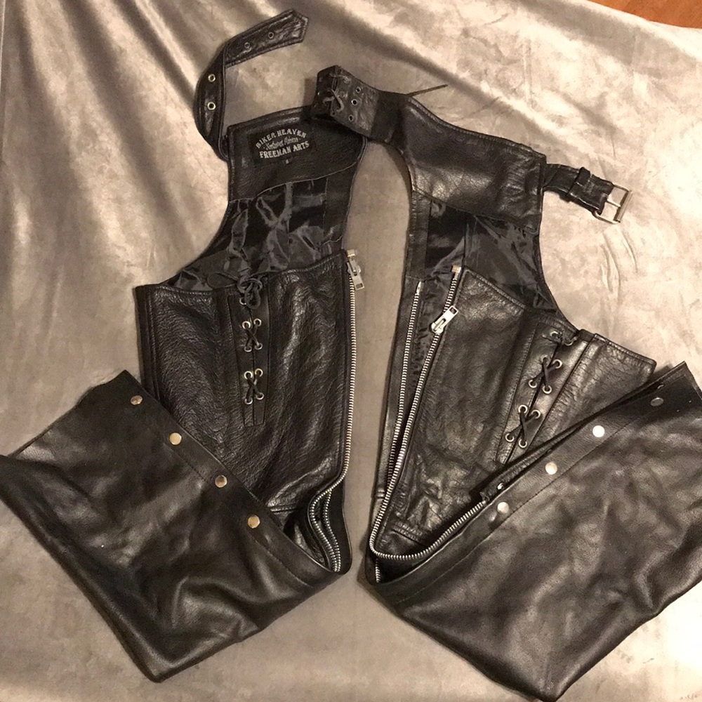 Leather Biker Chaps Small